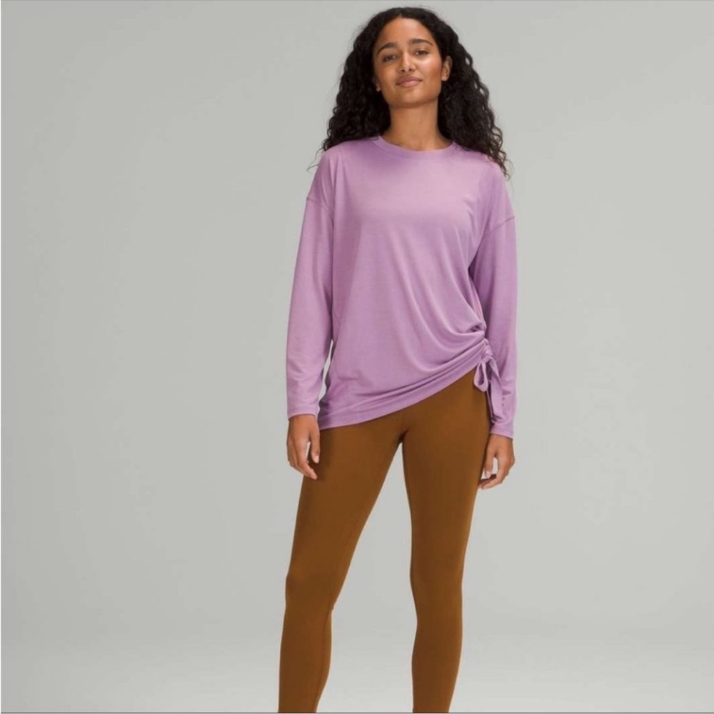Lululemon Side Cinch Crew Neck Long Sleeve Purple Top